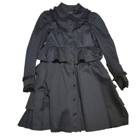 Fit & Flare coat gothic Y2k Lolita Lipservice Black Ruffle Original Cult - Picture 3 of 16